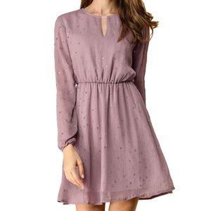 Allegra K V Neck Gilding Shiny Star A-Line Dress